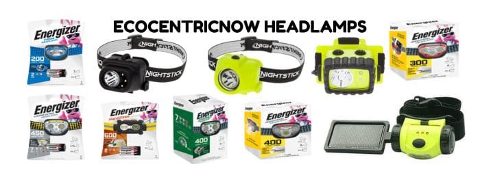 EcoCentricNow Headlamps. Ten pictured models to choose from.