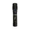 LED Emergency Light 130 Black 6-inch flashlight with blue push button switch and silver accent ring.